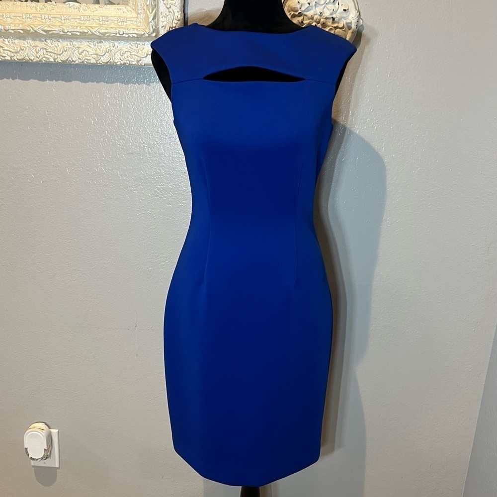 Calvin Klein Blue Sleeveless Shift Dress - Picture 3 of 12